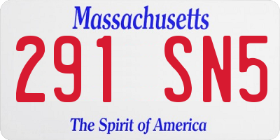 MA license plate 291SN5