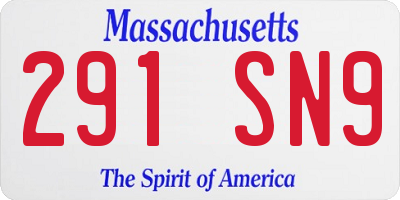 MA license plate 291SN9