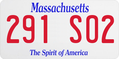 MA license plate 291SO2