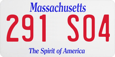 MA license plate 291SO4