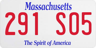 MA license plate 291SO5