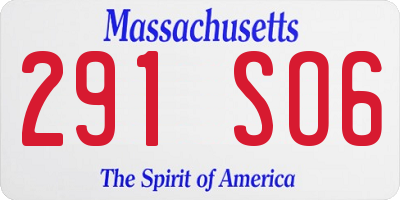 MA license plate 291SO6