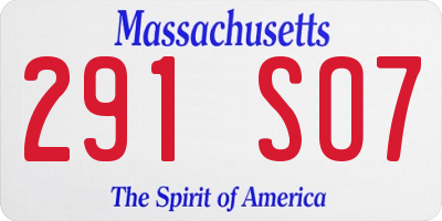 MA license plate 291SO7