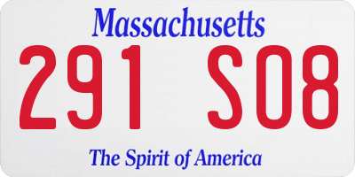 MA license plate 291SO8
