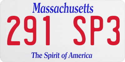 MA license plate 291SP3