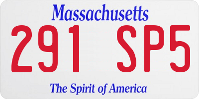 MA license plate 291SP5