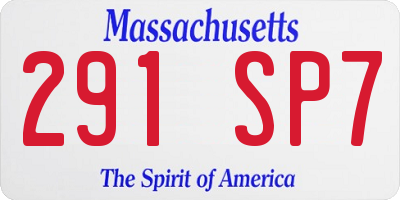 MA license plate 291SP7