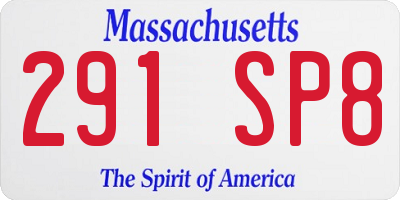 MA license plate 291SP8