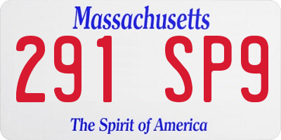 MA license plate 291SP9