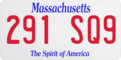 MA license plate 291SQ9