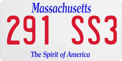 MA license plate 291SS3