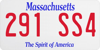 MA license plate 291SS4