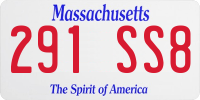 MA license plate 291SS8