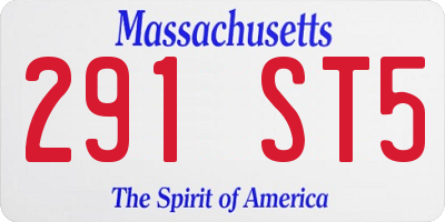 MA license plate 291ST5