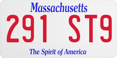 MA license plate 291ST9
