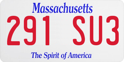 MA license plate 291SU3
