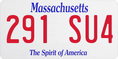 MA license plate 291SU4