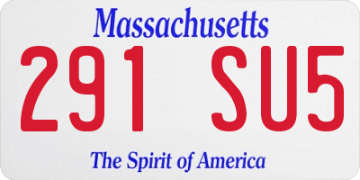 MA license plate 291SU5