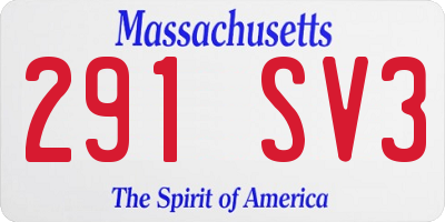 MA license plate 291SV3