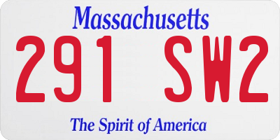 MA license plate 291SW2