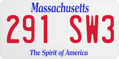 MA license plate 291SW3