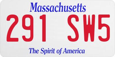 MA license plate 291SW5