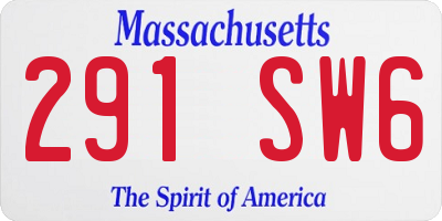MA license plate 291SW6