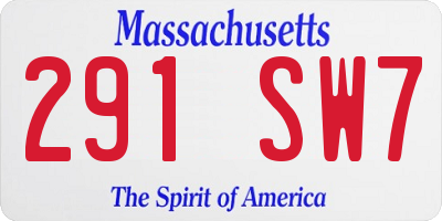 MA license plate 291SW7