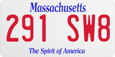 MA license plate 291SW8