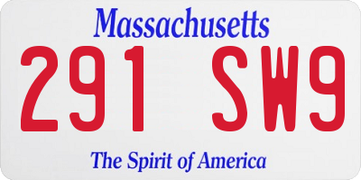 MA license plate 291SW9