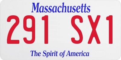 MA license plate 291SX1