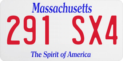 MA license plate 291SX4
