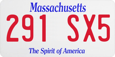 MA license plate 291SX5