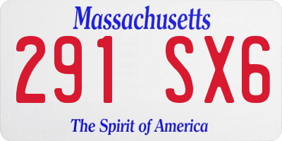 MA license plate 291SX6