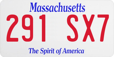 MA license plate 291SX7