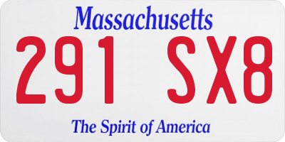 MA license plate 291SX8