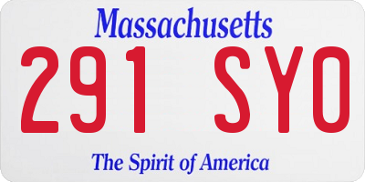 MA license plate 291SY0