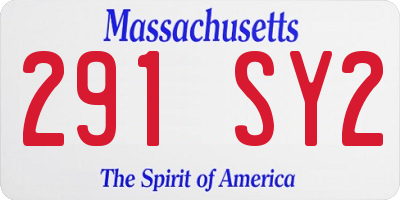 MA license plate 291SY2