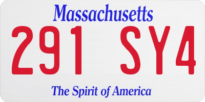 MA license plate 291SY4
