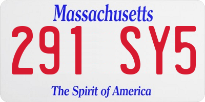 MA license plate 291SY5