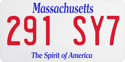 MA license plate 291SY7