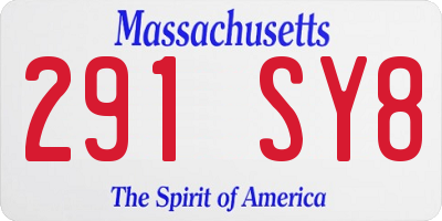 MA license plate 291SY8