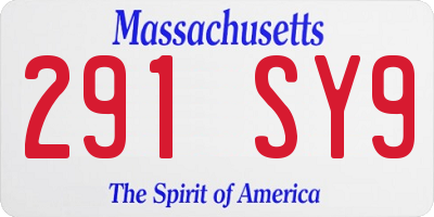 MA license plate 291SY9