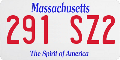 MA license plate 291SZ2