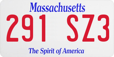 MA license plate 291SZ3