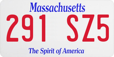 MA license plate 291SZ5