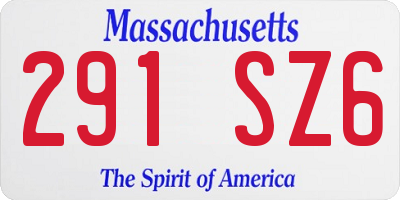 MA license plate 291SZ6