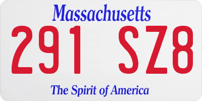 MA license plate 291SZ8