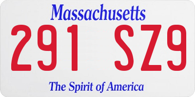 MA license plate 291SZ9