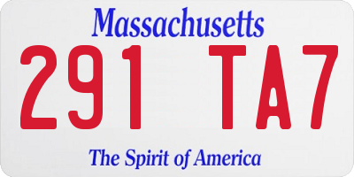 MA license plate 291TA7